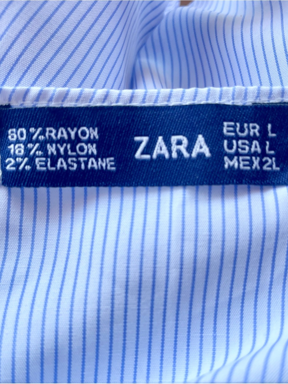 Zara Light Blue Striped Wrap Top with Tie - Picture 3 of 5